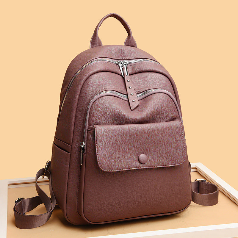 Women's Mummy Soft Leather Fashion Simple Comfortable Backpacks