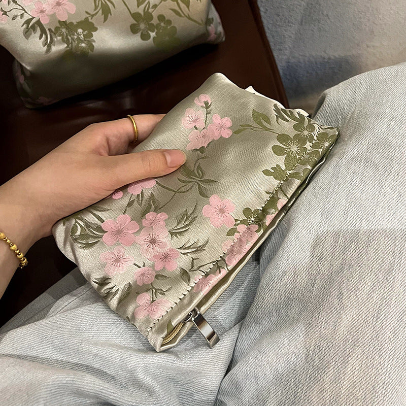 National Style Satin Feeling Skin Care Buggy Document Wash Makeup Bag