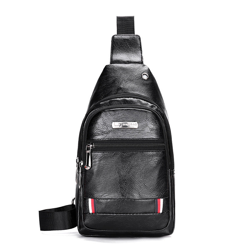 Men's Fashion Simple Waterproof Leisure Leather Business Men's Chest Bags