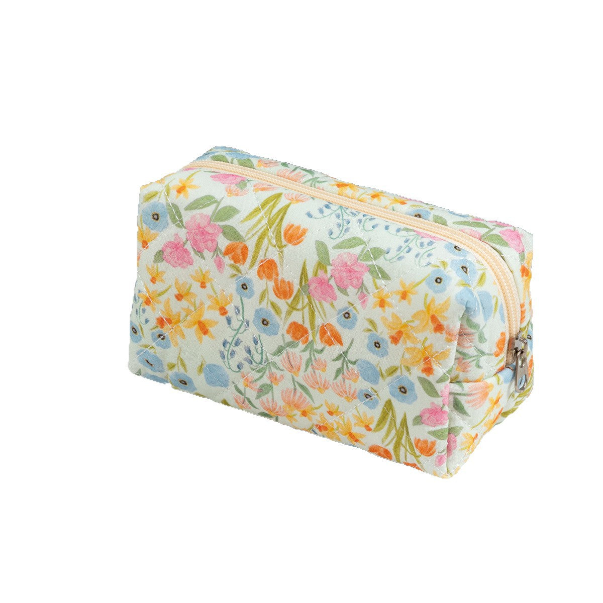 Simple Cute Portable Floral Wash Quilted Makeup Bag