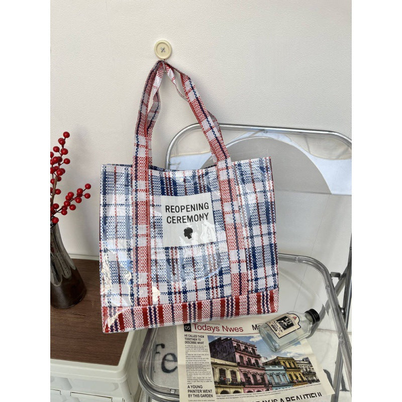Knitted Hand Snakeskin Pocket Plastic Carrying Shoulder Bags