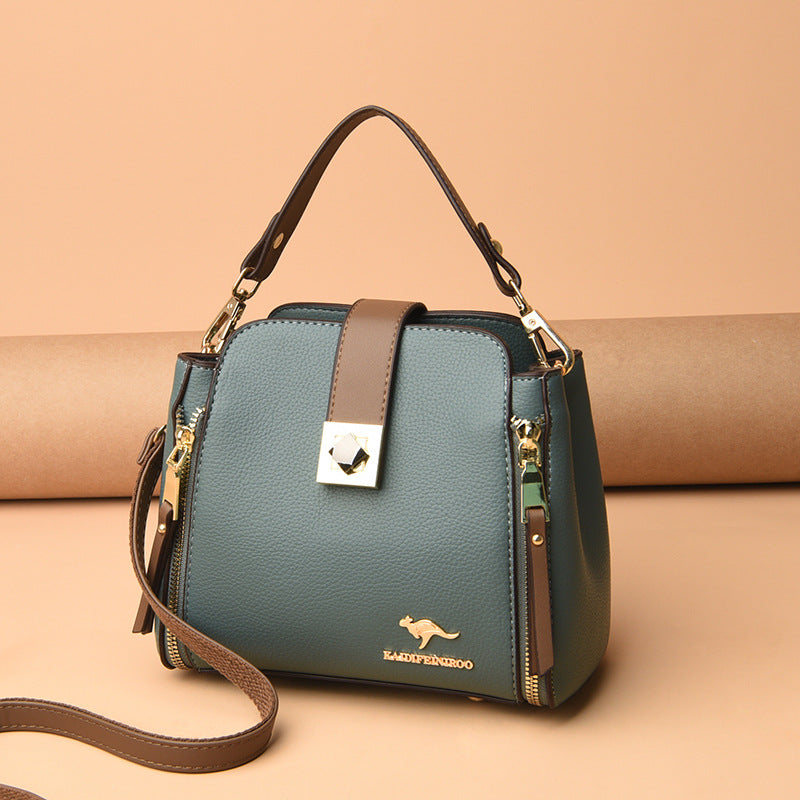 Classic Slouchy Women's Fashion Contrast Color Shoulder Bags