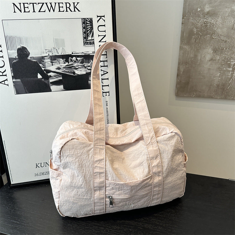Simple Solid Color Tooling Style Leisure Large Women's Shoulder Bag