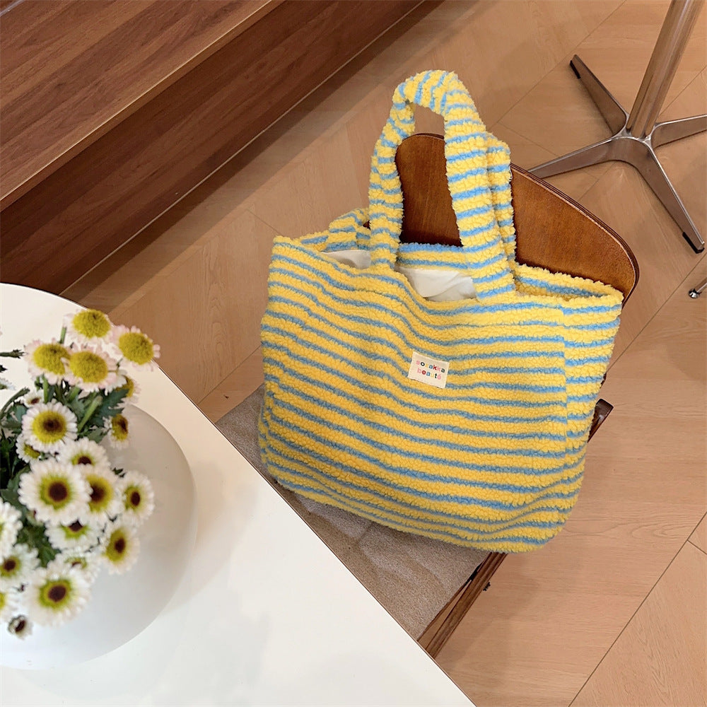 Women's Plush Winter Colorful Polka Dot Class Shoulder Bags