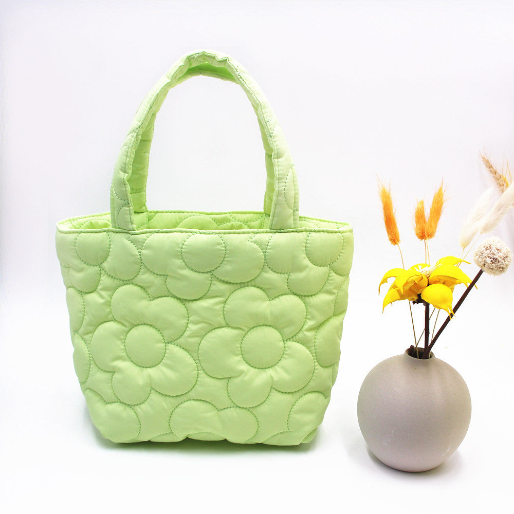 Women's Korean Style Quilted Portable Lunch Snack Buggy Cart Handbags