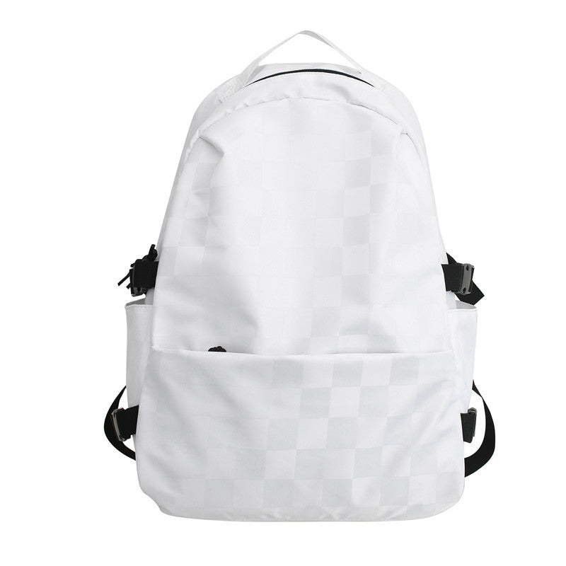 Style Fashion Chessboard Plaid Junior High Backpacks