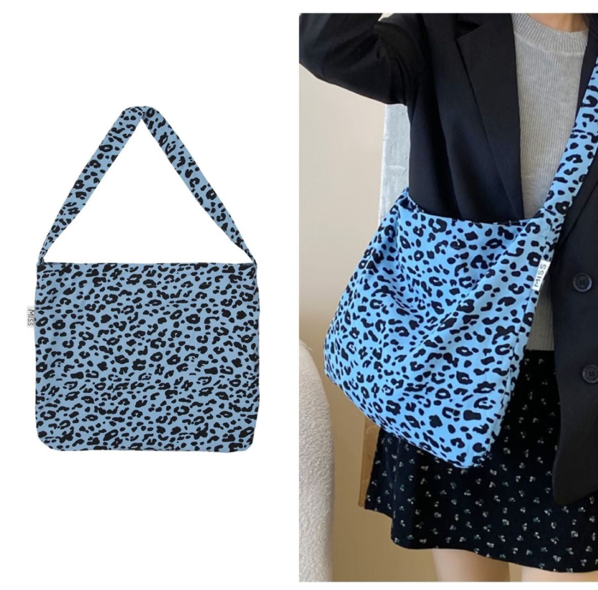 Thickened Canvas Printed Leopard Large Capacity Shoulder Bags