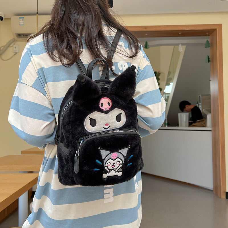 Cute Cartoon Female Sweet Kitten Plush Backpacks