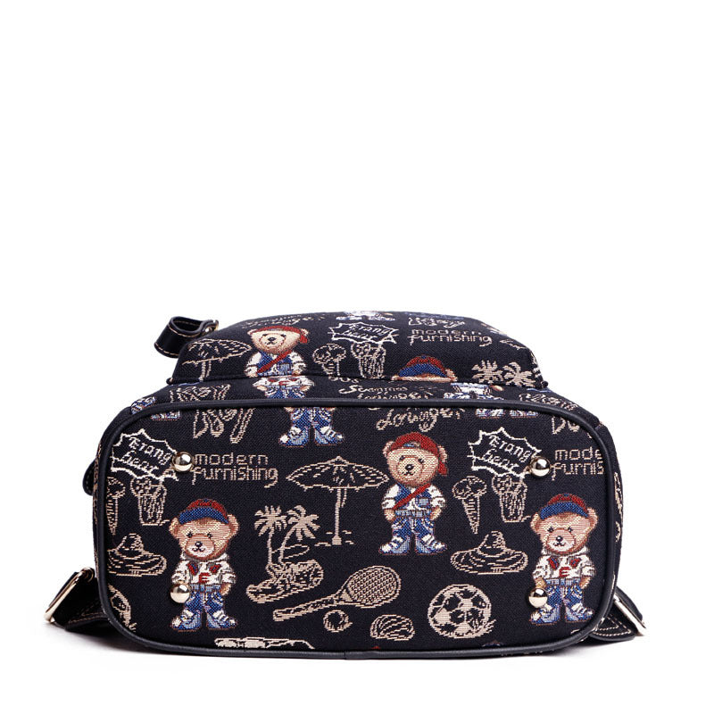 Women's Bear Attachment Figured Cloth Mini Backpacks