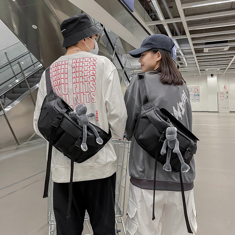Men's Hong Kong Style Trendy Slanted Large Capacity Leisure Working Bags