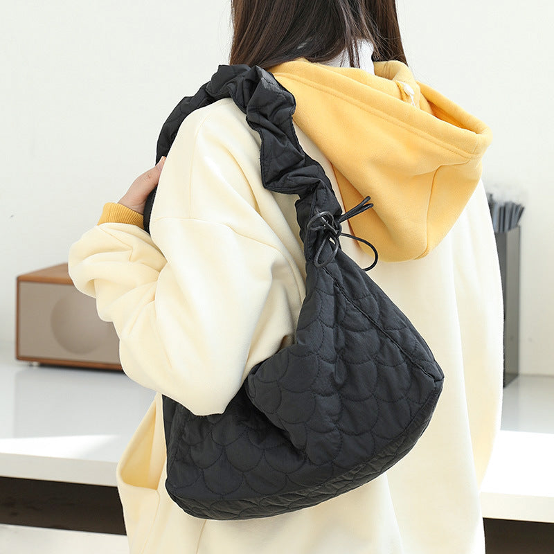 Women's Drawstring Canvas Underarm Fashion Embroidery Thread Bags