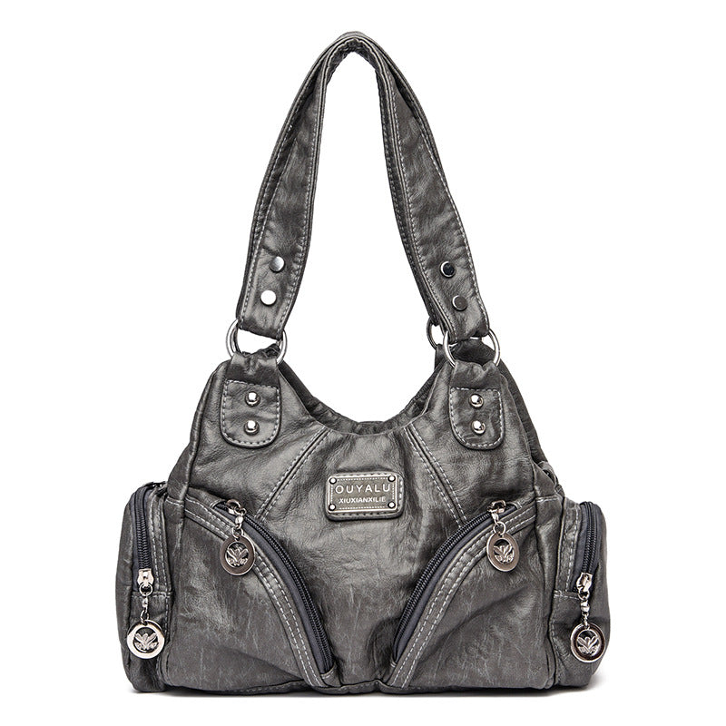 Women's Summer Retro Motorcycle Fashion Solid Color Crossbody Bags
