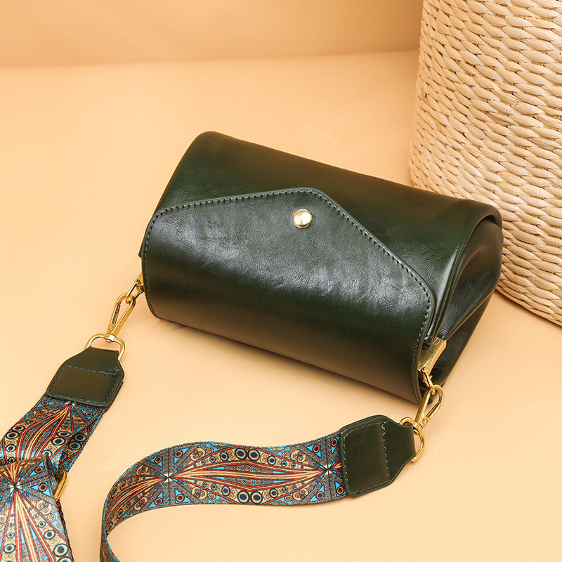 Women's Fashion Round Soft Leather Textured Large Shoulder Bags