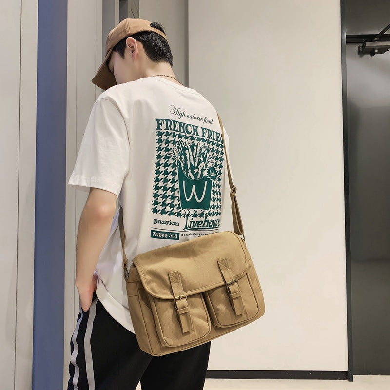 Street Trend Green Retro Leather Leisure Crossbody Bags