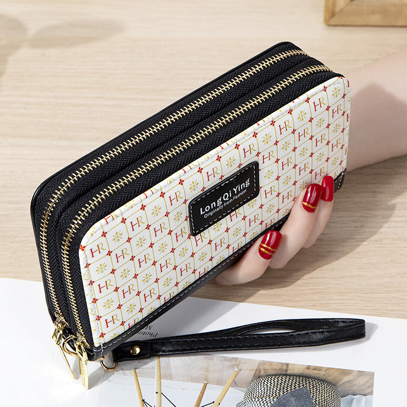 Women's Wild Double Zipper Korean Style Letters Large Capacity Mobile Ladies Wallets