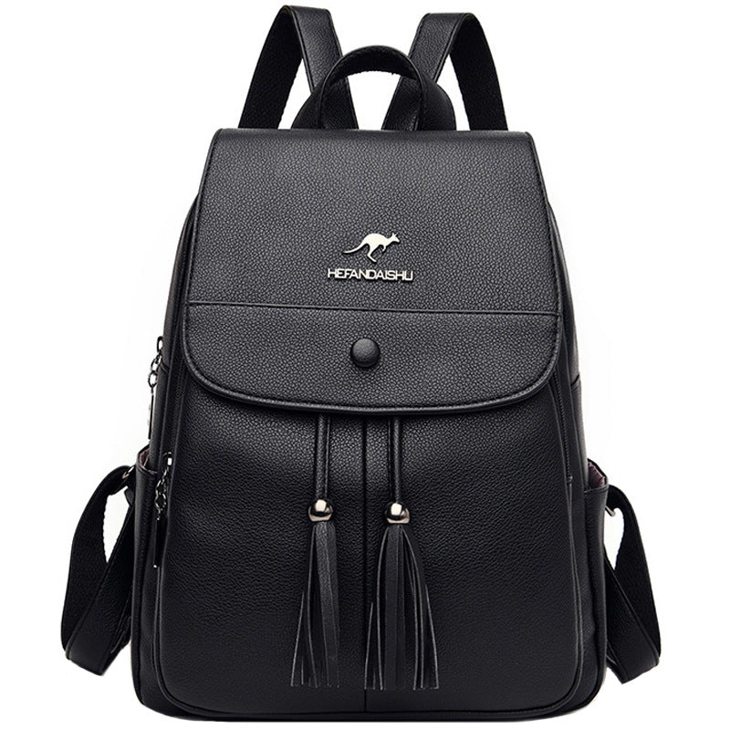 Women's Female Versatile Large Capacity Soft Leather Backpacks