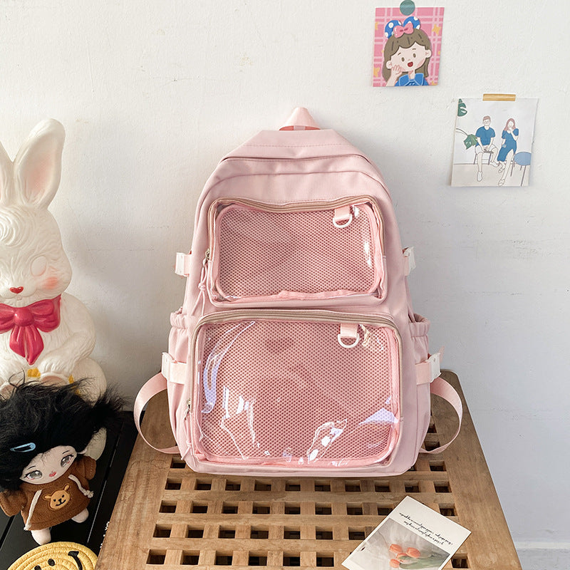 Women's Transparent Bar Badge Cartoon Two-dimensional Comic Backpacks