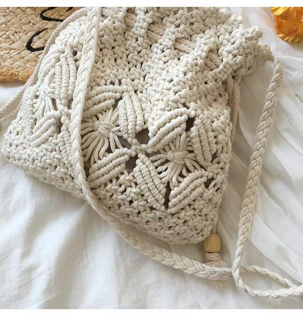 Woven Mori Cotton Thread Fresh Hollow Crossbody Bags