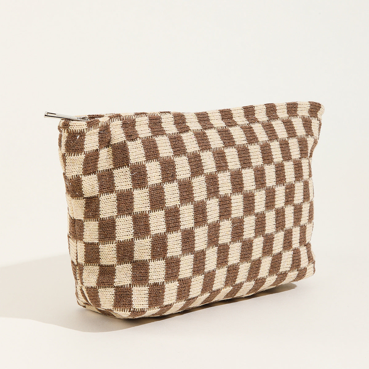 Large Wool Chessboard Grid Capacity Pencil Cosmetic Bags