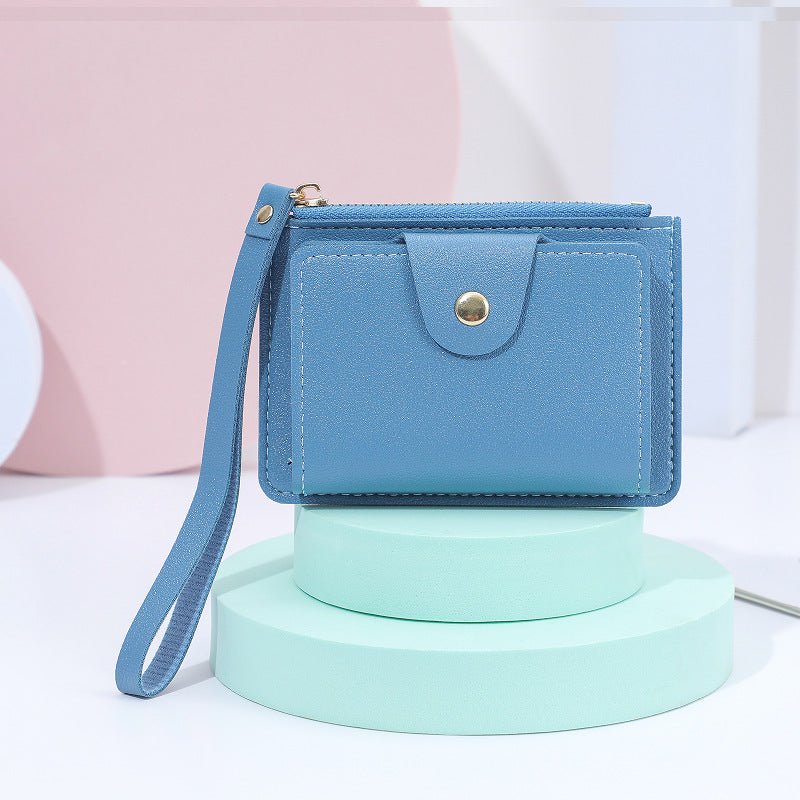 Wrist Strap Clip Solid Color Mini Card Holder