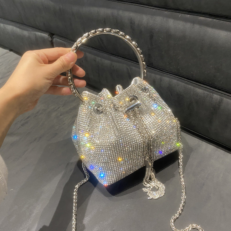 Women's Beautiful Rhinestone Round Chain Diamond Shoulder Bags