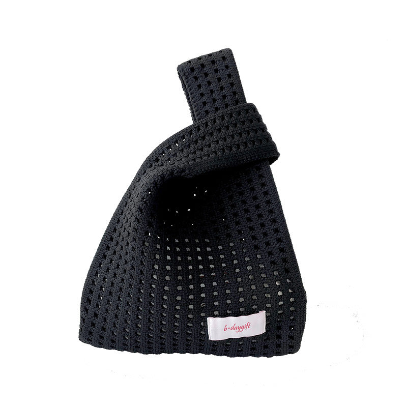 Simple Solid Color Knitted Hollow Hand Shoulder Bags