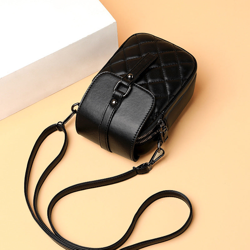 Women's Mobile Spring Fashion Embroidery Thread Rhombus Crossbody Bags
