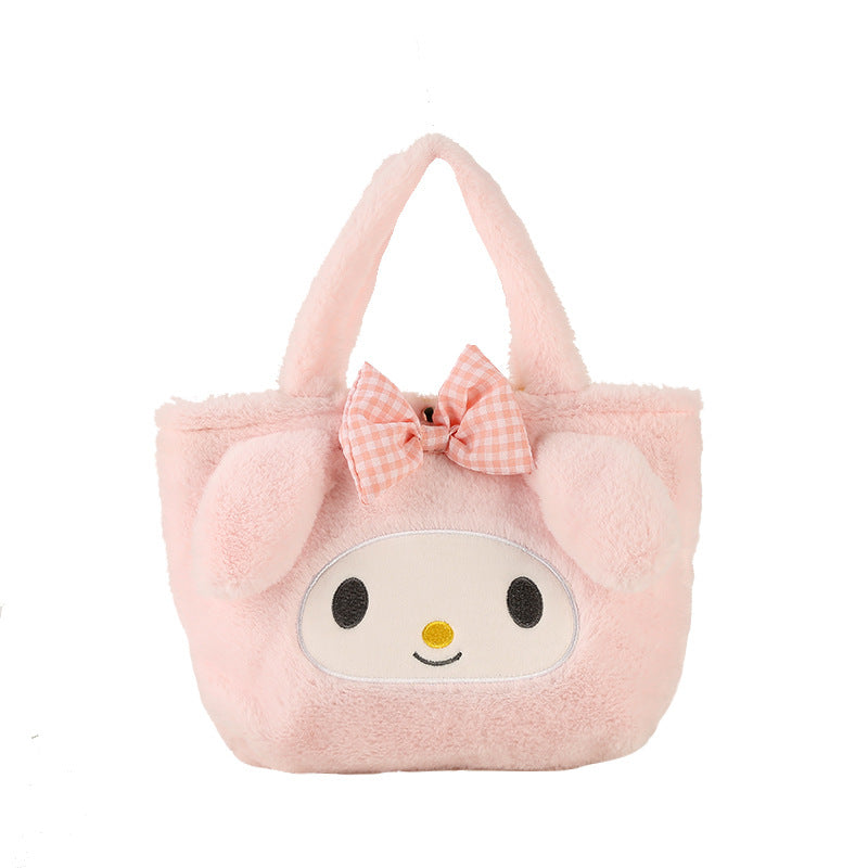 Cute Plush Cartoon Dog Furry Crane Handbags