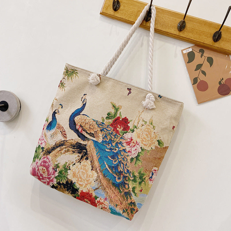 Ethnic Embroidery Double-sided Scenic Spot Thick Shoulder Bags