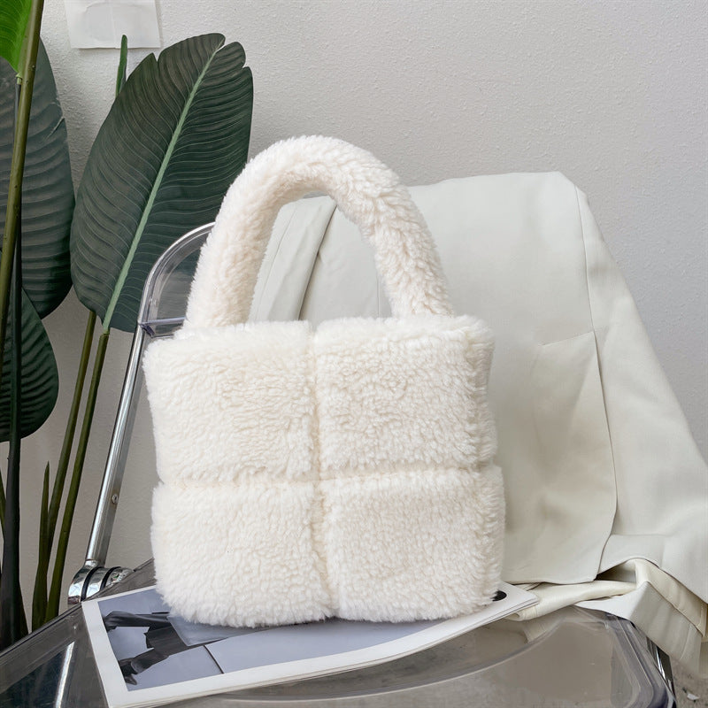 Women's Grid Plush Particles Woolen Type Fashion Retro Suction Bags