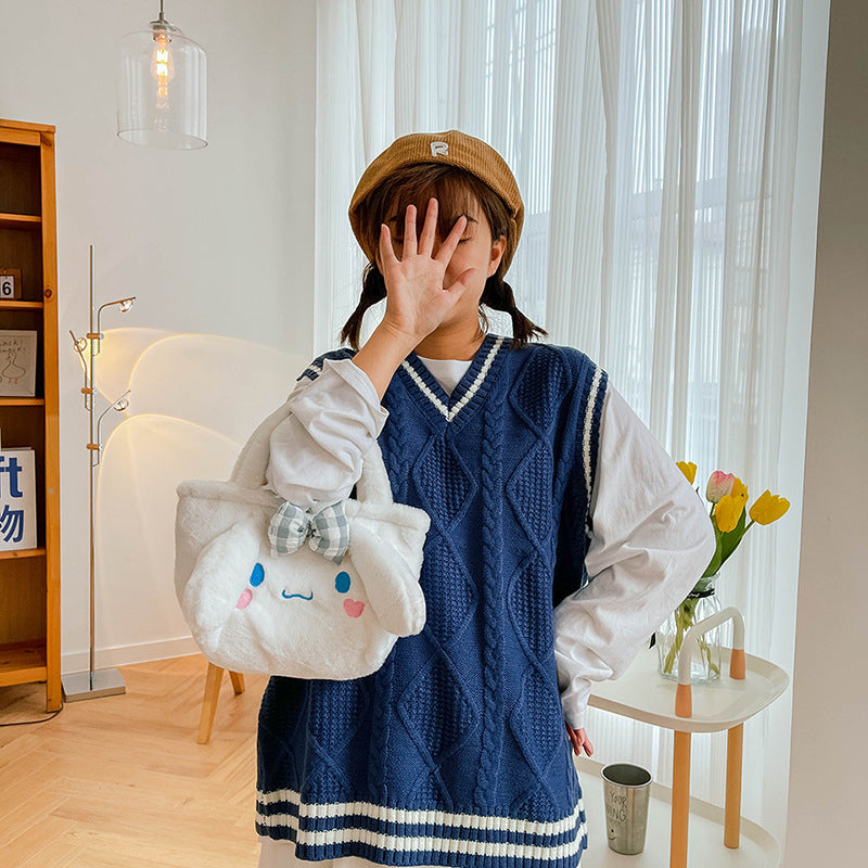 Cute Plush Cartoon Dog Furry Crane Handbags