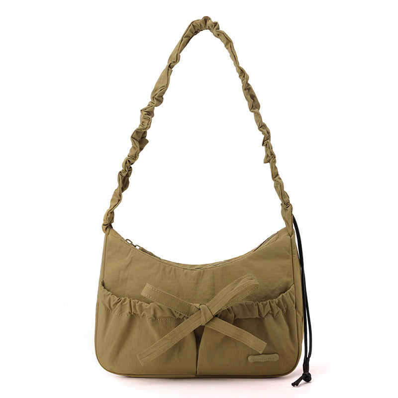 Women's Korean Ballet Style Drawstring Ruffle Bow Shoulder Bags