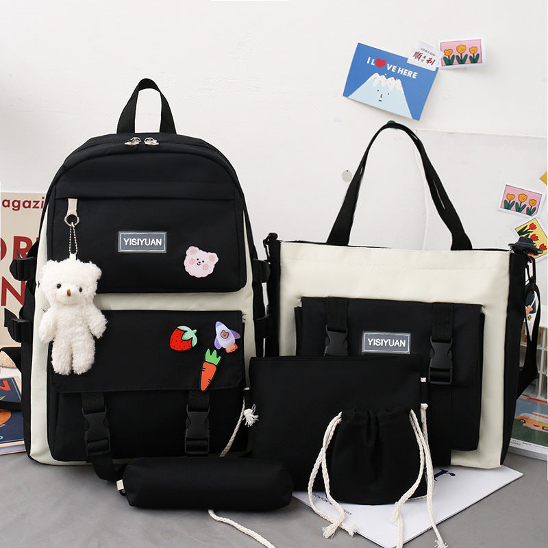 Women's Canvas Korean Large Capacity Set College Backpacks