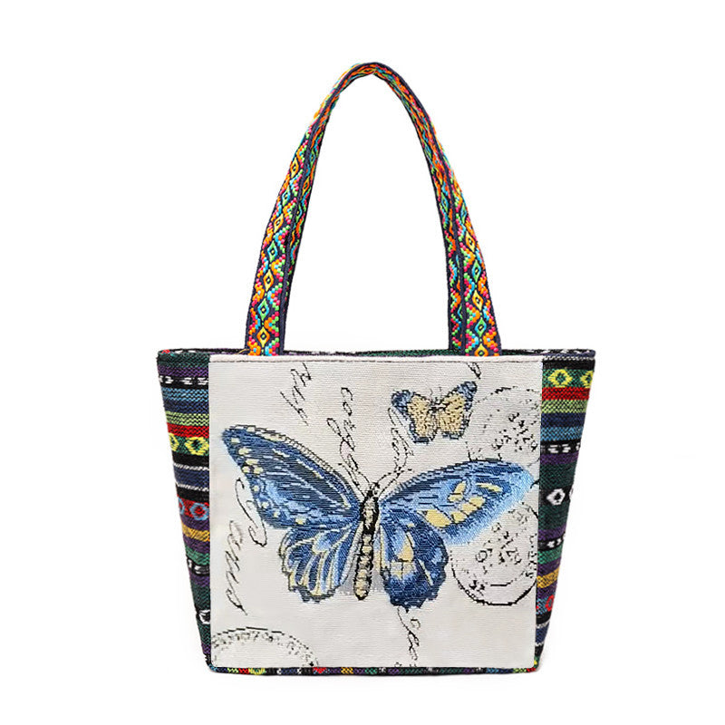 Women's Style Canvas Outing Double-sided Woven Durable Handbags