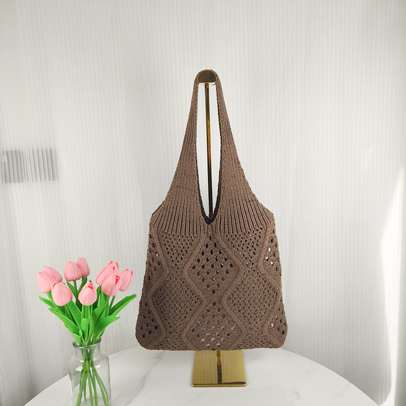 Knitted Hollow Beach Woven Goddess Festival Shoulder Bags