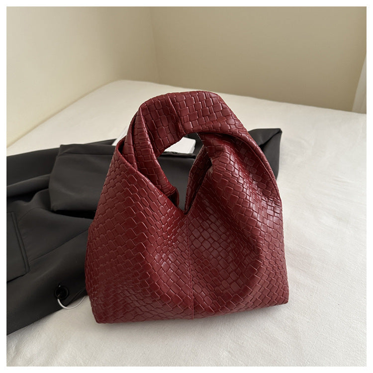 Retro Large Capacity Spring Simple Pure Color Trendy Woven Bags