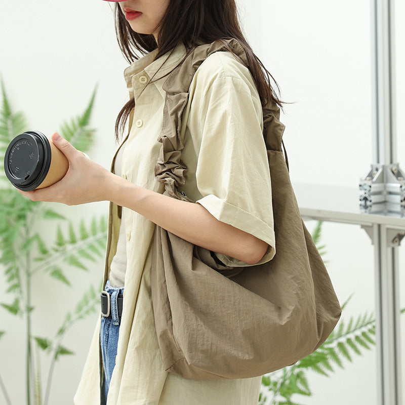 Leisure Drawstring Fresh Pleated Fashion Nylon Crossbody Bags