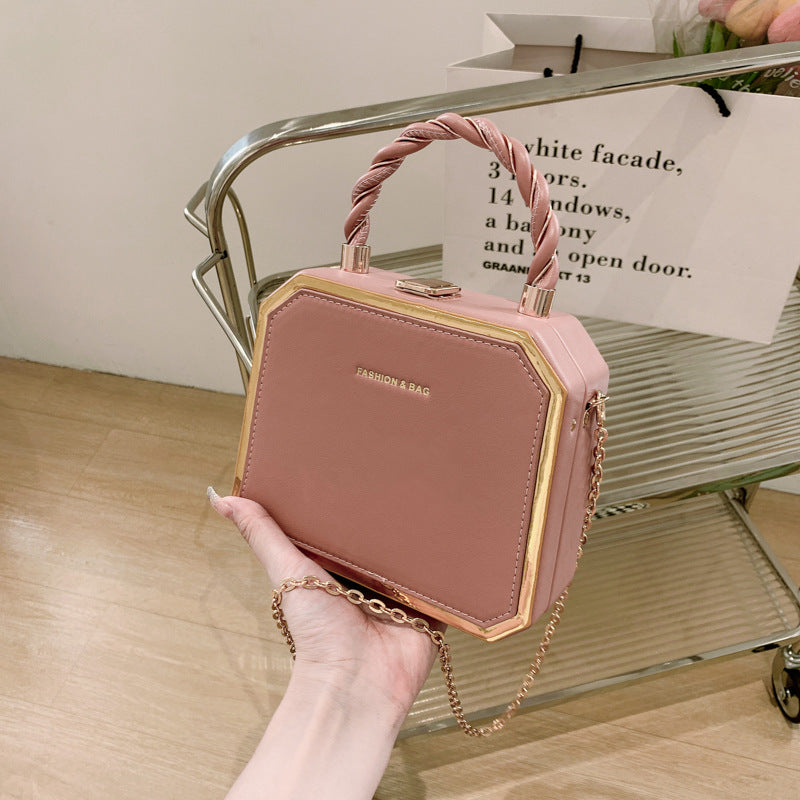 Women's Box Fashion Chain Advanced Texture Twist Crossbody Bags