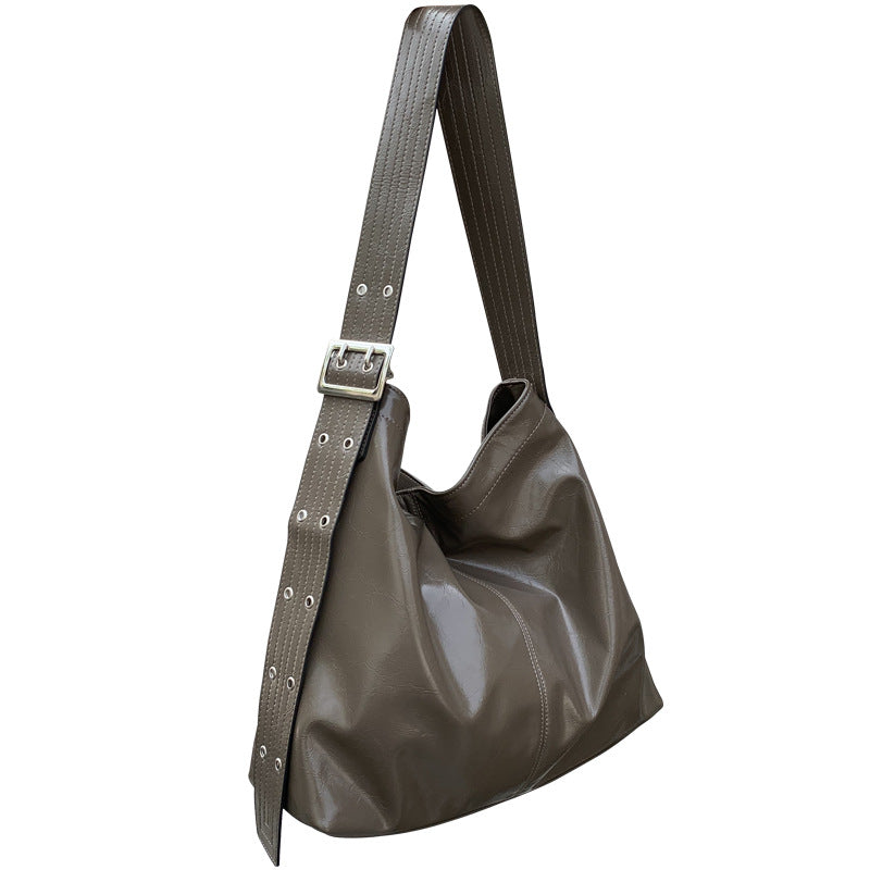 Large Capacity Texture Western Style Wide Strap Shoulder Bags