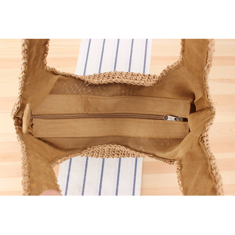 One Straw Mori Style Hand-woven Large Shoulder Bags
