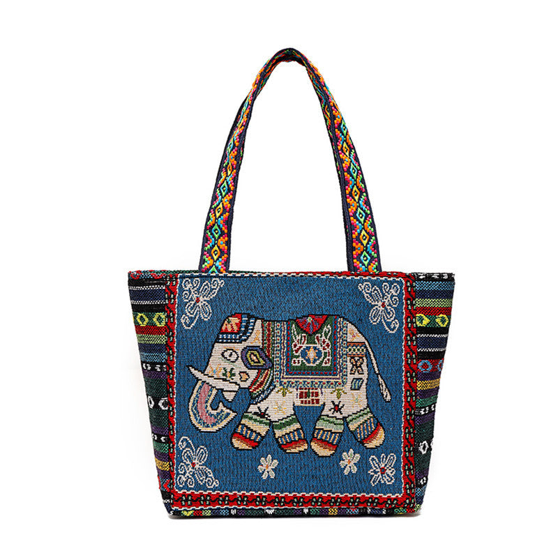Women's Style Canvas Outing Double-sided Woven Durable Handbags
