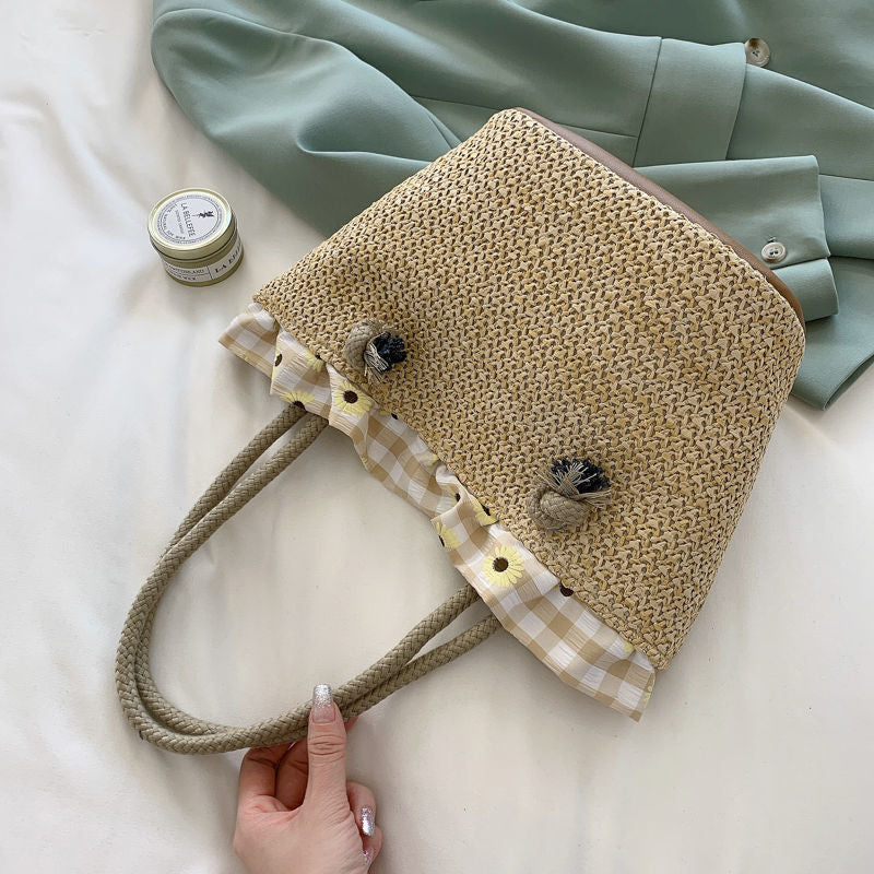 Women's Straw Korean Woven Large Capacity Holiday Crossbody Bags