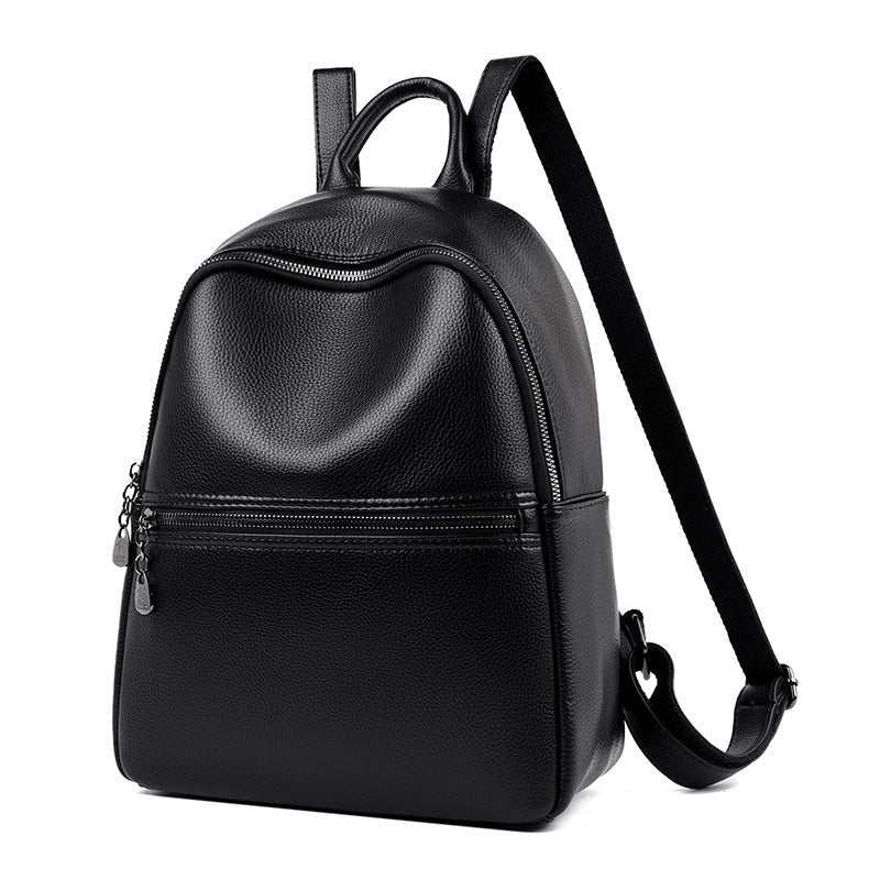 Women's Leather Fashion Simple Large Capacity Soft Backpacks