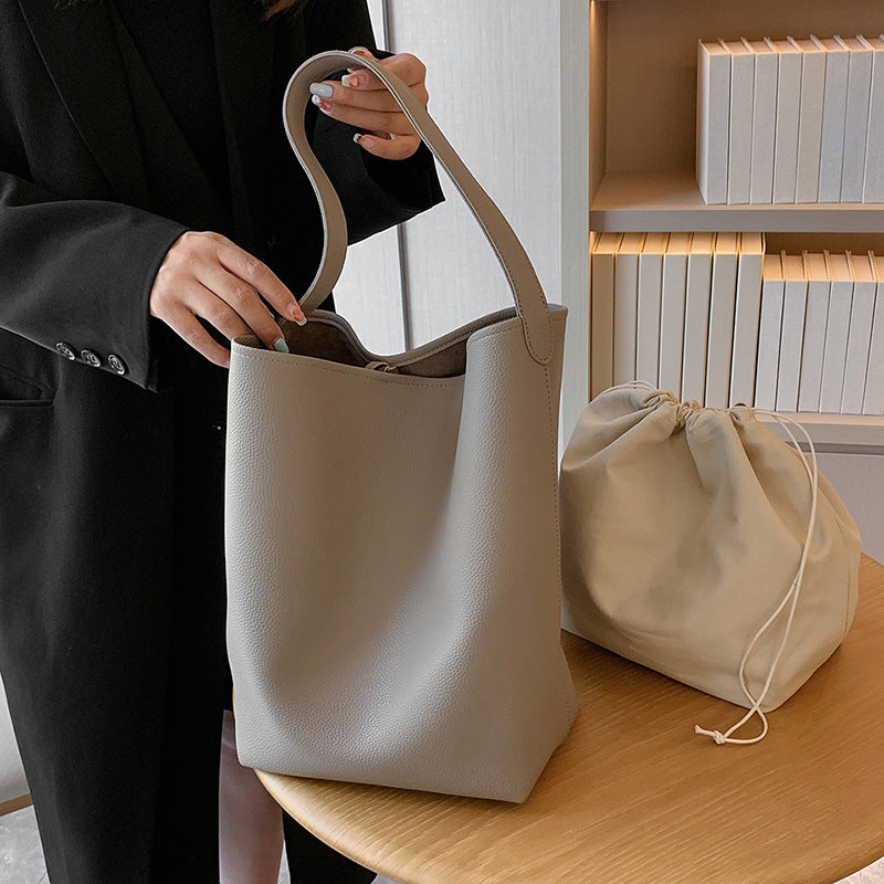 Women's Litchi Pattern Texture Soft Leather Commuter Shoulder Bags