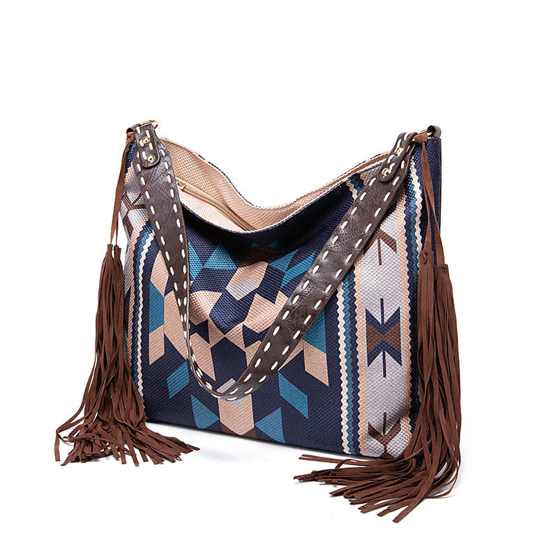 Women's Vintage Hand-woven Cotton And Linen Large Crossbody Bags
