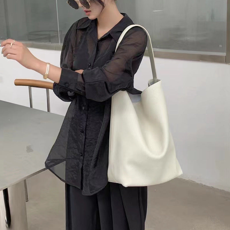 Women's Design Cowhide Large Capacity Versatile Simple Shoulder Bags