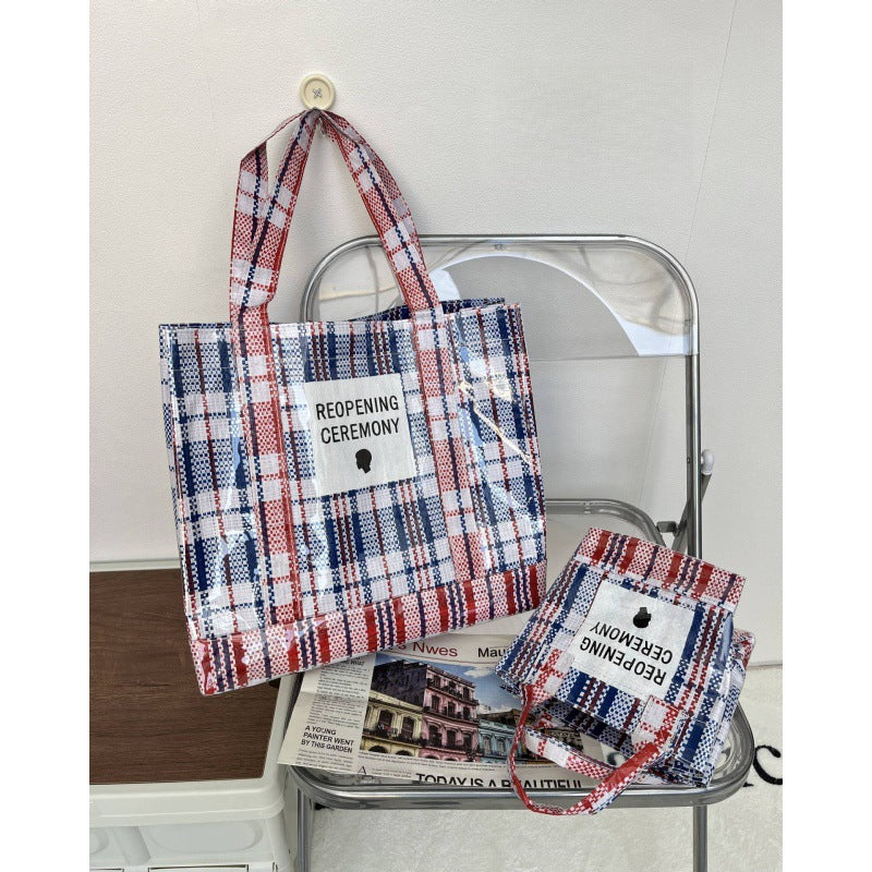 Knitted Hand Snakeskin Pocket Plastic Carrying Shoulder Bags