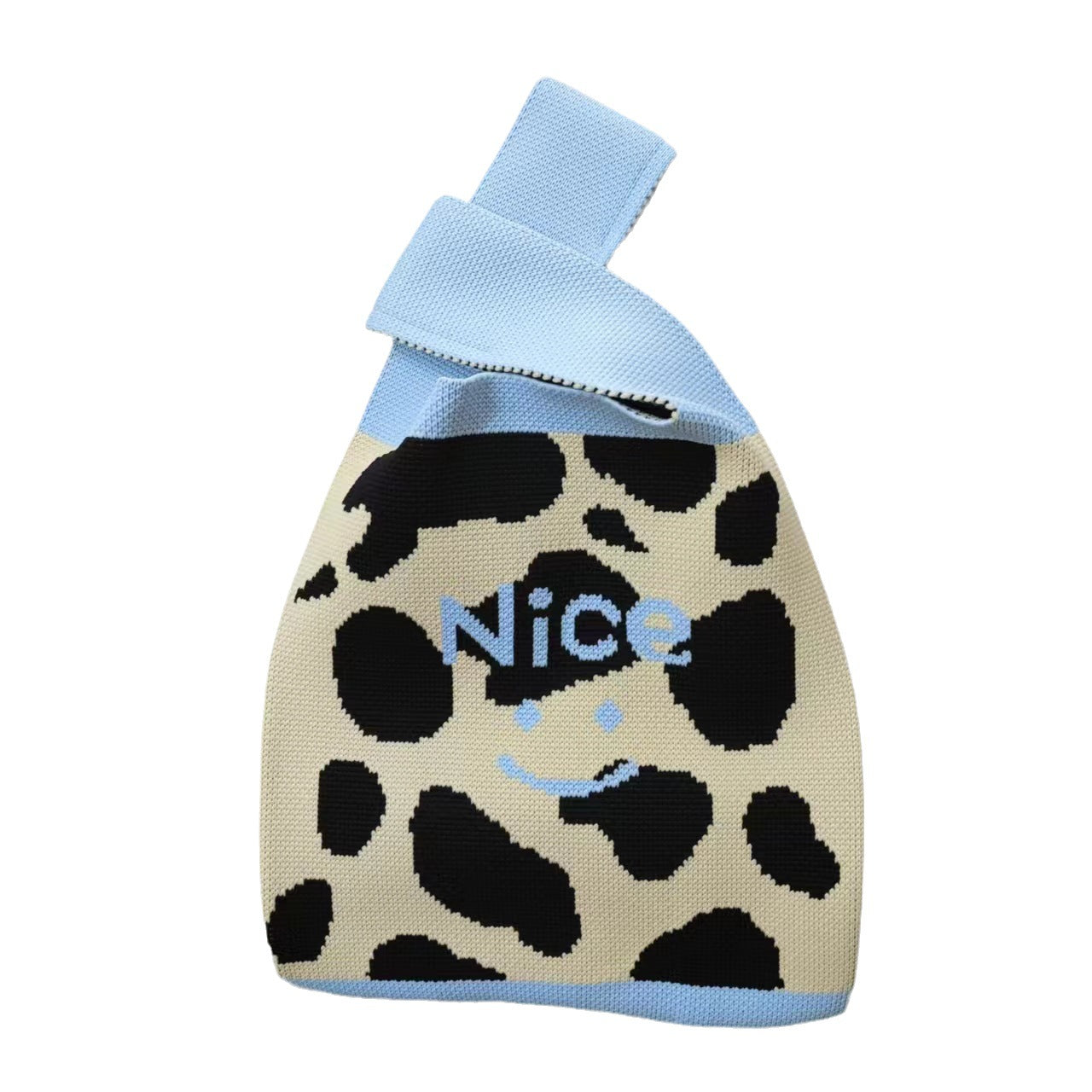 Women's Cow Spot Wool Knitted Woven Underarm Shoulder Bags