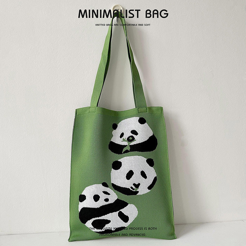 Design Cute Panda Knitted Korean Style Shoulder Bags