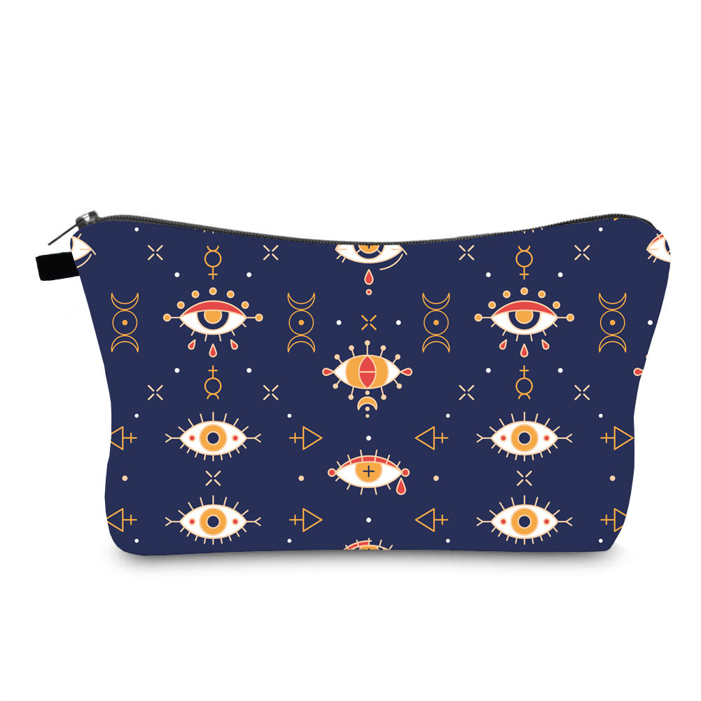 Women's Waterproof Evil Eye Printing Storage Portable Clutch Cosmetic Bags